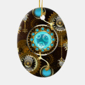 Steampunk Rusty Background met Turquoise Lenses Keramisch Ornament (Achterkant)