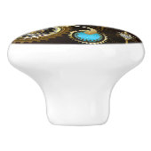 Steampunk Rusty Background met Turquoise Lenses Keramische Knop (Zijkant)