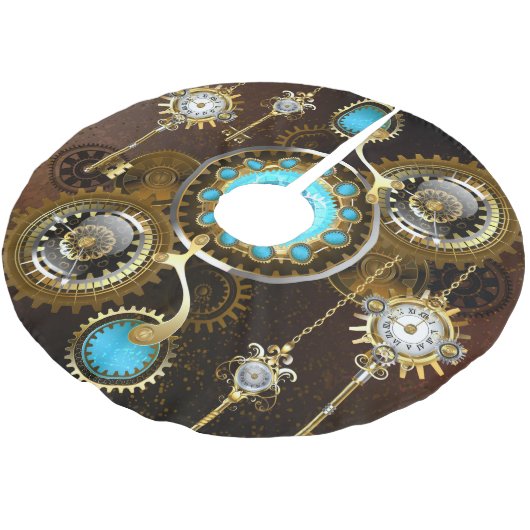 Steampunk Rusty Background met Turquoise Lenses Kerstboom Rok (Gekanteld)
