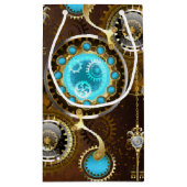 Steampunk Rusty Background met Turquoise Lenses Klein Cadeauzakje (Achterkant)