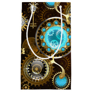 Steampunk Rusty Background met Turquoise Lenses Klein Cadeauzakje