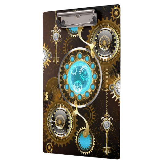 Steampunk Rusty Background met Turquoise Lenses Klembord (Links)