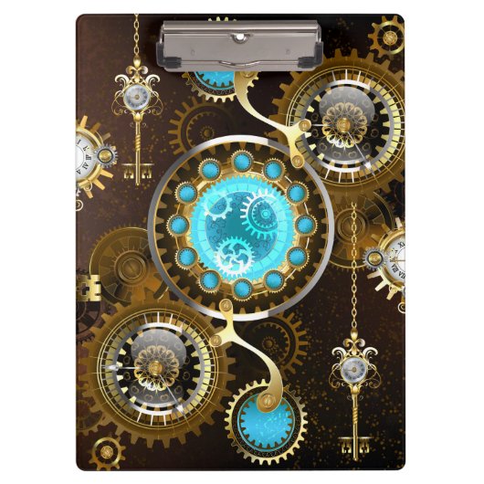 Steampunk Rusty Background met Turquoise Lenses Klembord (Voorkant)