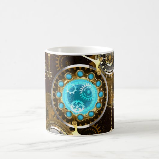 Steampunk Rusty Background met Turquoise Lenses Koffiemok (Center)