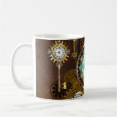 Steampunk Rusty Background met Turquoise Lenses Koffiemok (Links)