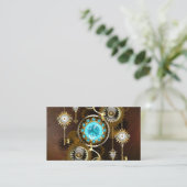 Steampunk Rusty Background met Turquoise Lenses Kortingskaartje (Staand voorkant)