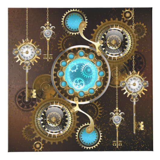 Steampunk Rusty Background met Turquoise Lenses Kubus (Rechts)