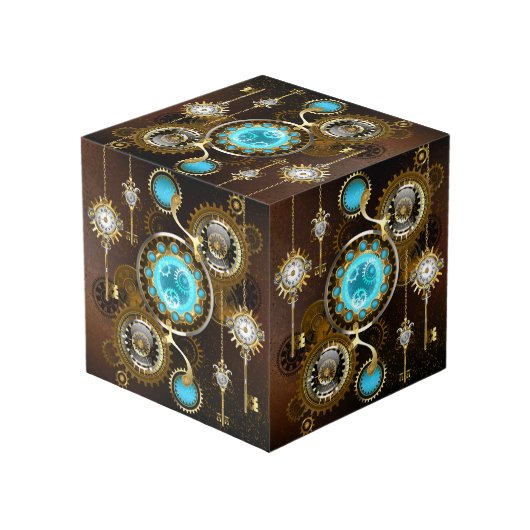 Steampunk Rusty Background met Turquoise Lenses Kubus (Achter hoekig)