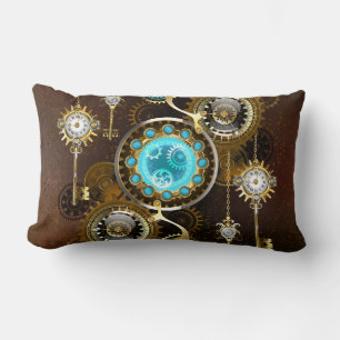 Steampunk Rusty Background met Turquoise Lenses Kussen
