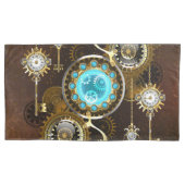 Steampunk Rusty Background met Turquoise Lenses Kussensloop (Voorkant)