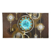 Steampunk Rusty Background met Turquoise Lenses Kussensloop (Achterkant-Rechts)