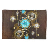 Steampunk Rusty Background met Turquoise Lenses Kussensloop (Achterkant-Links)
