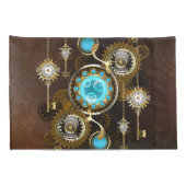 Steampunk Rusty Background met Turquoise Lenses Kussensloop (Achterkant-Rechts)