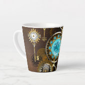 Steampunk Rusty Background met Turquoise Lenses Latte Mok (Linkerhoek)