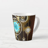 Steampunk Rusty Background met Turquoise Lenses Latte Mok (Rechterhoek)