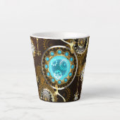 Steampunk Rusty Background met Turquoise Lenses Latte Mok (Voorkant)
