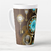 Steampunk Rusty Background met Turquoise Lenses Latte Mok (Linkerhoek)