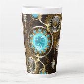 Steampunk Rusty Background met Turquoise Lenses Latte Mok (Voorkant)