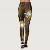 Steampunk Rusty Background met Turquoise Lenses Leggings (Achterkant)