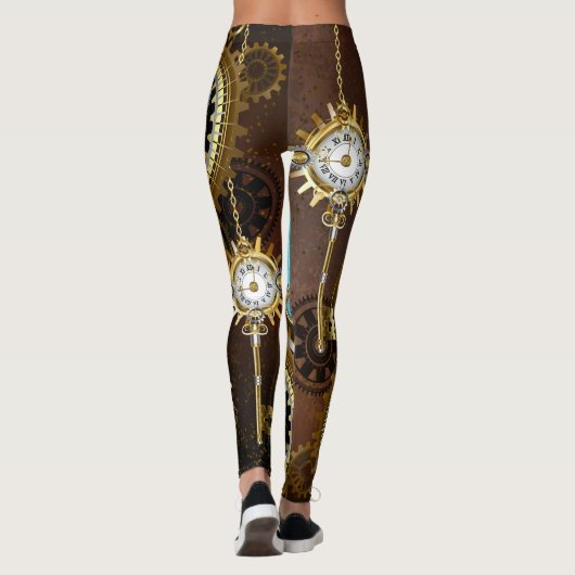 Steampunk Rusty Background met Turquoise Lenses Leggings (Achterkant)