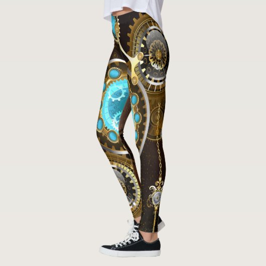 Steampunk Rusty Background met Turquoise Lenses Leggings (Links)