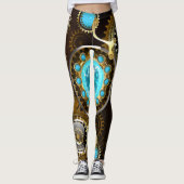 Steampunk Rusty Background met Turquoise Lenses Leggings (Voorkant)