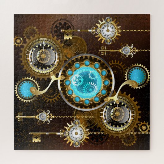 Steampunk Rusty Background met Turquoise Lenses Legpuzzel (Horizontaal)