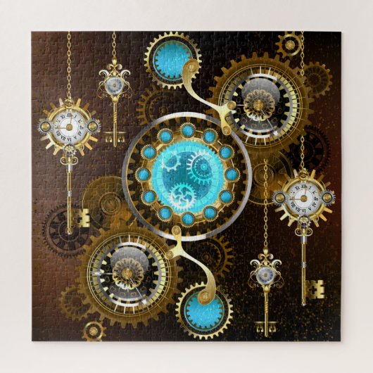 Steampunk Rusty Background met Turquoise Lenses Legpuzzel (Verticaal)