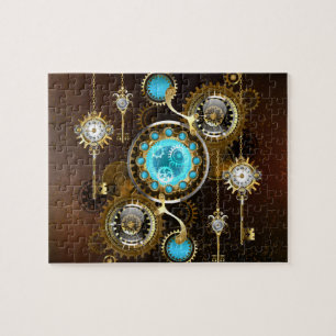 Steampunk Rusty Background met Turquoise Lenses Legpuzzel