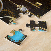 Steampunk Rusty Background met Turquoise Lenses Legpuzzel (Zijkant)