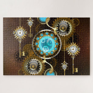 Steampunk Rusty Background met Turquoise Lenses Legpuzzel