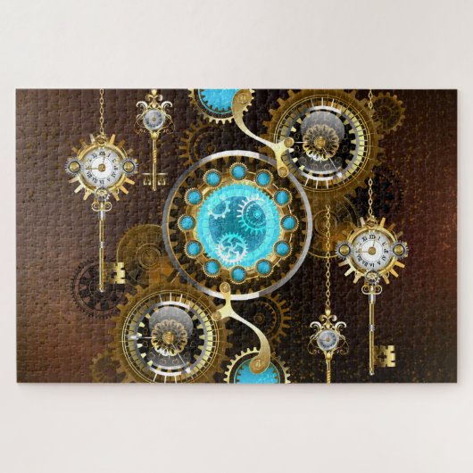 Steampunk Rusty Background met Turquoise Lenses Legpuzzel (Horizontaal)