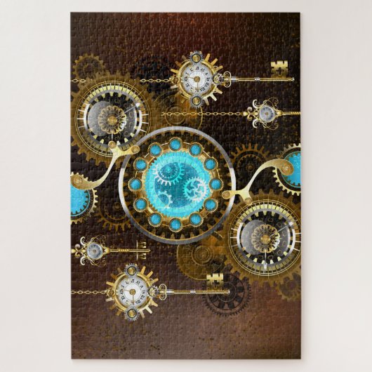 Steampunk Rusty Background met Turquoise Lenses Legpuzzel (Verticaal)