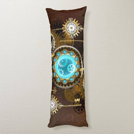 Steampunk Rusty Background met Turquoise Lenses Lichaamskussen (Achterkant (Verticaal))