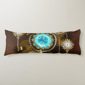 Steampunk Rusty Background met Turquoise Lenses Lichaamskussen (Voorkant)