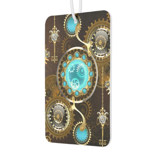 Steampunk Rusty Background met Turquoise Lenses Luchtverfrisser (Links)