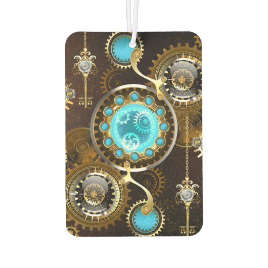 Steampunk Rusty Background met Turquoise Lenses Luchtverfrisser (Achterkant)