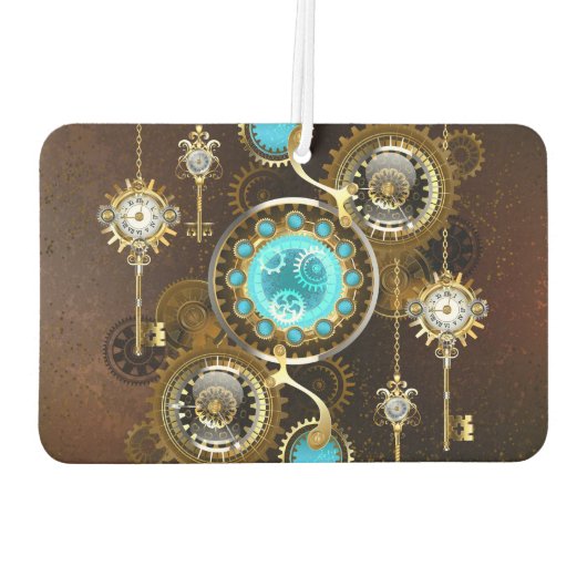 Steampunk Rusty Background met Turquoise Lenses Luchtverfrisser (Achterkant)