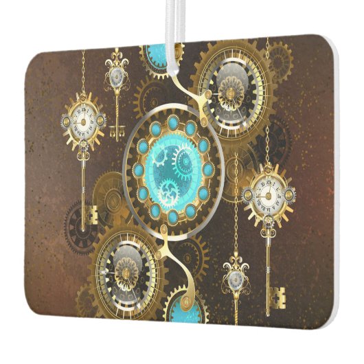 Steampunk Rusty Background met Turquoise Lenses Luchtverfrisser (Links)