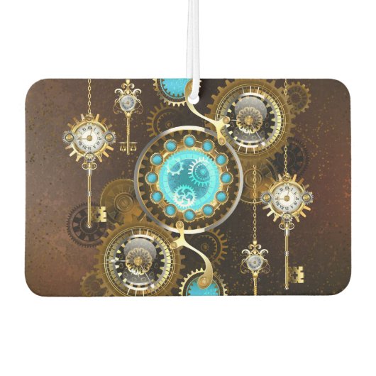 Steampunk Rusty Background met Turquoise Lenses Luchtverfrisser (Voorkant)