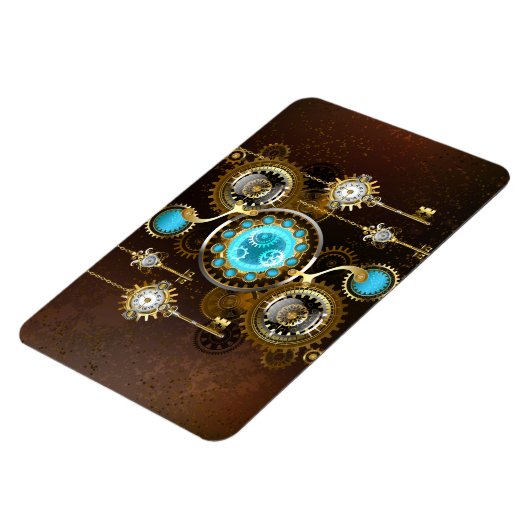 Steampunk Rusty Background met Turquoise Lenses Magneet (Linkerzijde)