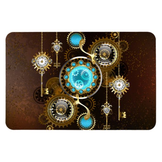 Steampunk Rusty Background met Turquoise Lenses Magneet (Horizontaal)