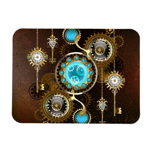 Steampunk Rusty Background met Turquoise Lenses Magneet (Horizontaal)