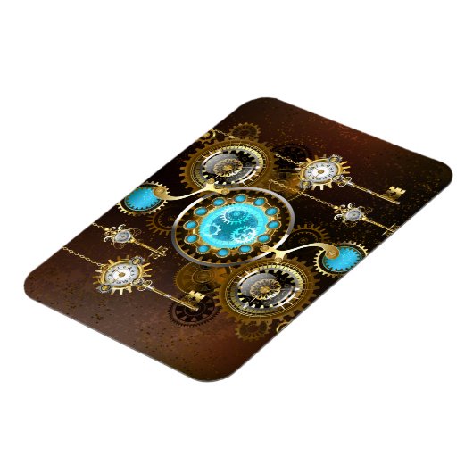 Steampunk Rusty Background met Turquoise Lenses Magneet (Linkerzijde)