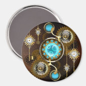 Steampunk Rusty Background met Turquoise Lenses Magneet (Voorkant / Achterkant)