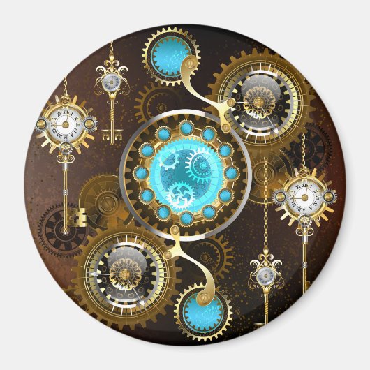Steampunk Rusty Background met Turquoise Lenses Magneet (Voorkant)