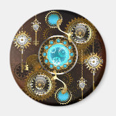 Steampunk Rusty Background met Turquoise Lenses Magneet (Voorkant)