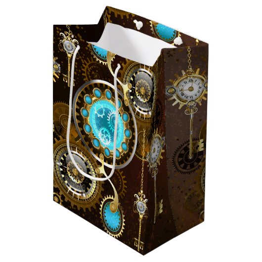 Steampunk Rusty Background met Turquoise Lenses Medium Cadeauzakje (Voorkant Gekanteld)