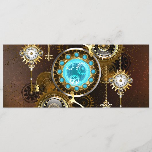 Steampunk Rusty Background met Turquoise Lenses Menu (Voorkant)