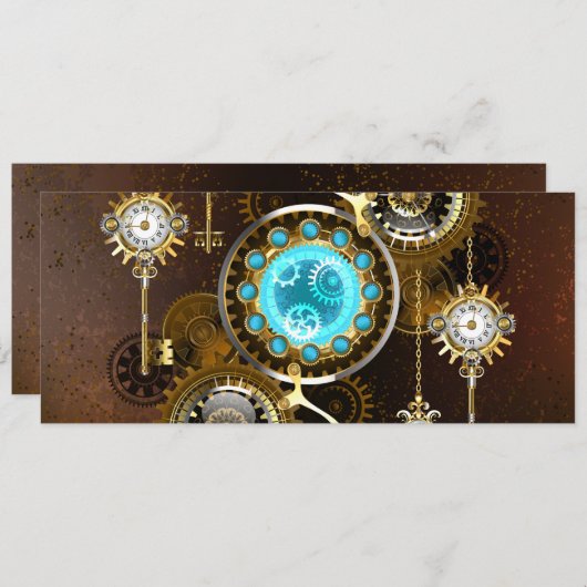 Steampunk Rusty Background met Turquoise Lenses Menu (Voorkant / Achterkant)